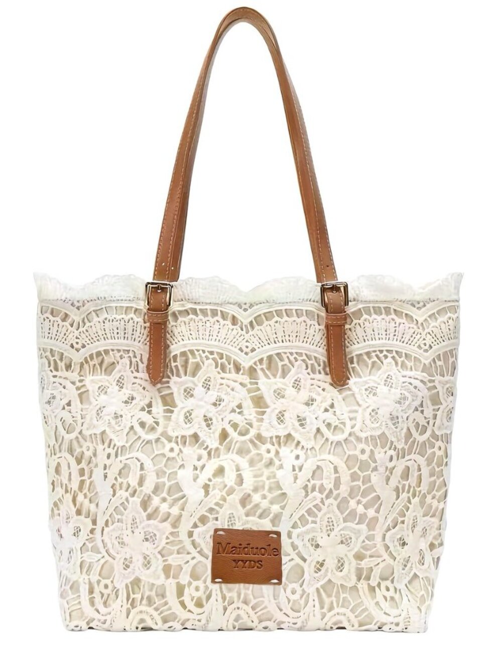 Aesthetic Elegant Dainty Cute White Lace Shoulder Bag, Vintage Boho Lightweight